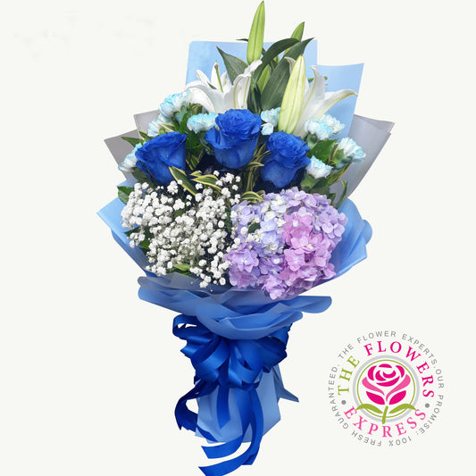 Cool Blue Flower Bouquet