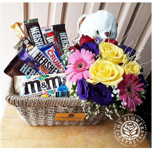 Chocolate basket with flowers